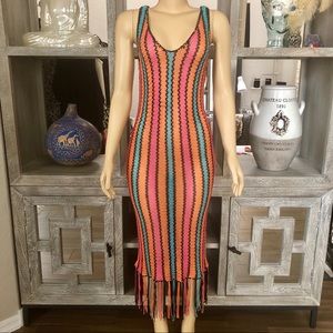 Striped Crochet Swim Cover-Up Dress
